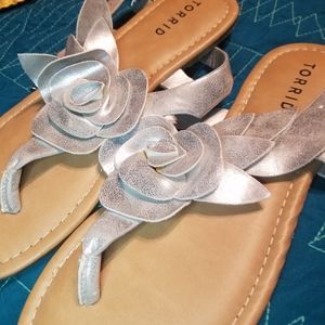 Torrid Silver Rose Sandals Size 8
